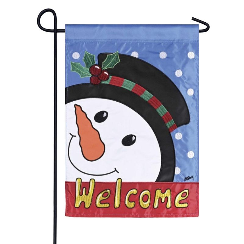 Snowman Holly Hat Garden Flag